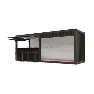 Container de stand alimentaire préfabriqué de 20 pieds en acier avec fenêtres en aluminium et pliage en acier galvanisé