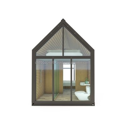 Hôtel en plein air ou maison de vie en alliage d'aluminium fenêtres toit triangulaire maison de conteneur en acier préfabriqué avec couleur personnalisée