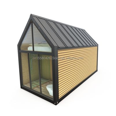Hôtel en plein air ou maison de vie en alliage d'aluminium fenêtres toit triangulaire maison de conteneur en acier préfabriqué avec couleur personnalisée
