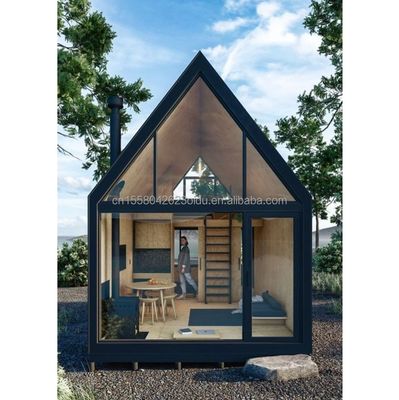 Hôtel en plein air ou maison de vie en alliage d'aluminium fenêtres toit triangulaire maison de conteneur en acier préfabriqué avec couleur personnalisée