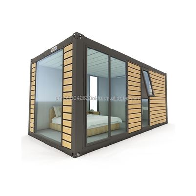 Maison de conteneurs en acier préfabriquée moderne de 20 pieds en bois de couleur de vie préfabriquée résidentielle maison minuscule chambre d'hôtel en couple