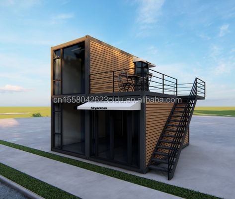 Salle de séjour en extérieur Petites maisons de luxe de deux étages Villa en acier préfabriquée moderne modulaire Container de livraison préfabriqué