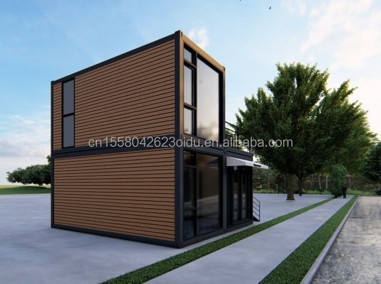 Salle de séjour en extérieur Petites maisons de luxe de deux étages Villa en acier préfabriquée moderne modulaire Container de livraison préfabriqué