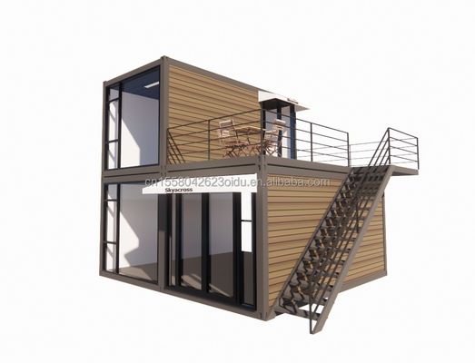Salle de séjour en extérieur Petites maisons de luxe de deux étages Villa en acier préfabriquée moderne modulaire Container de livraison préfabriqué