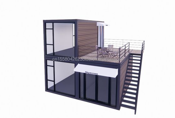 Salle de séjour en extérieur Petites maisons de luxe de deux étages Villa en acier préfabriquée moderne modulaire Container de livraison préfabriqué