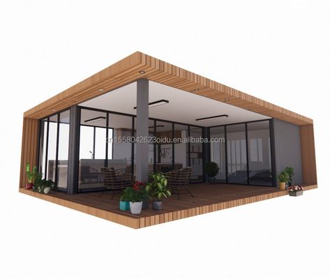 2 chambres préfabriquées Petite maison en acier pour un design moderne Maison résidentielle en bois dans un bureau extérieur