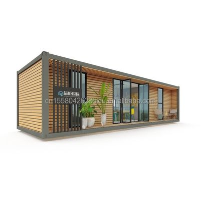 Container de luxe de 40 pieds Maison en bois avec 2 chambres préfabriquée Home Office Design moderne en acier galvanisé 180g