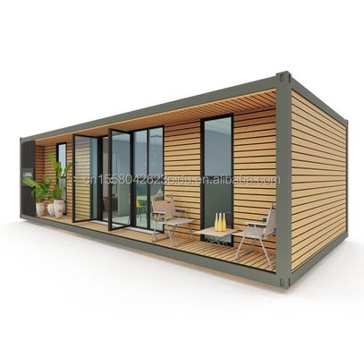Container de luxe de 40 pieds Maison en bois avec 2 chambres préfabriquée Home Office Design moderne en acier galvanisé 180g
