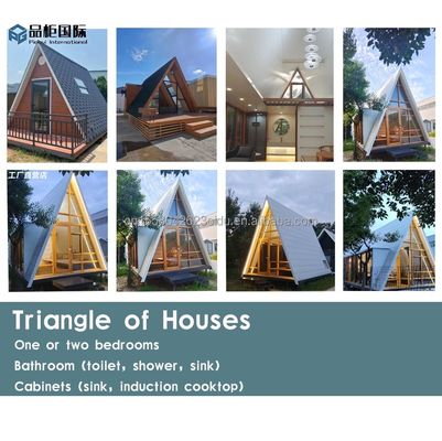 Maison de conteneurs en forme de triangle Maison en bois maison préfabriquée avec mur 50/75/100mm Panneau sandwich ondulé