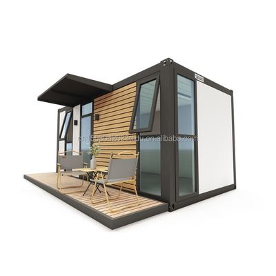 Container à paquet plat UE personnalisé moderne de luxe maison en bois préfabriquée de 20 pieds avec structure en acier jardin préfabriqué au milieu du siècle style de design moderne
