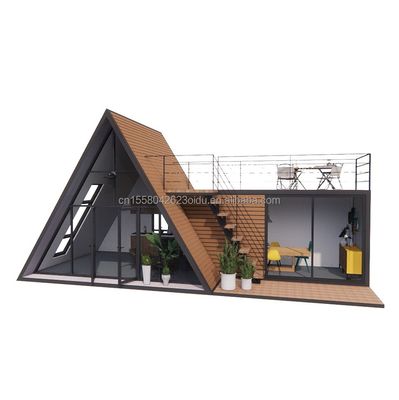fenêtres en alliage d'aluminium luxe moderne A-frame villa basse hauteur modulaire préfabriquée isolée thermique petite maison triangulaire pour appartement