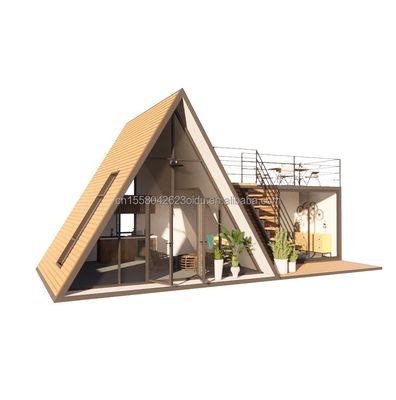 fenêtres en alliage d'aluminium luxe moderne A-frame villa basse hauteur modulaire préfabriquée isolée thermique petite maison triangulaire pour appartement