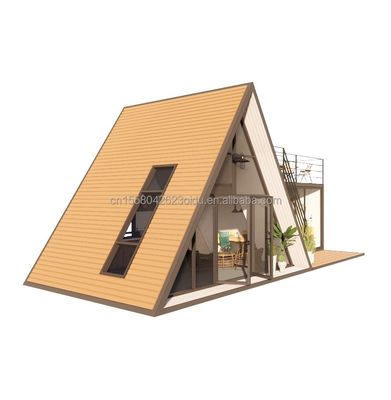 fenêtres en alliage d'aluminium luxe moderne A-frame villa basse hauteur modulaire préfabriquée isolée thermique petite maison triangulaire pour appartement