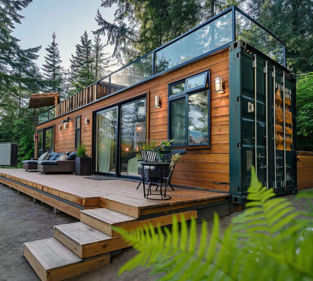 Maison de jardin en conteneur élargi avec chambre à coucher Application extérieure Panneau sandwich en acier Matériau et couleur personnalisée
