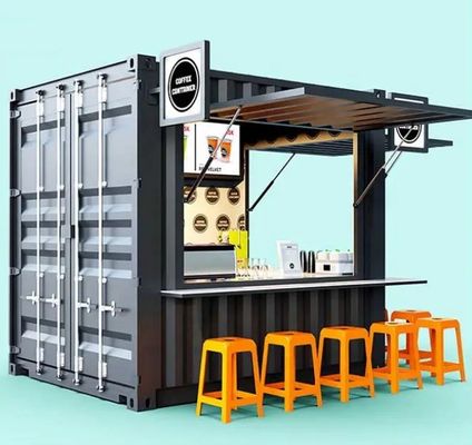 Structure principale Tubes carrées en acier galvanisé Bar mobile de 10 pieds Café magasin pour conteneur d'expédition de 20 pieds Café de jardin