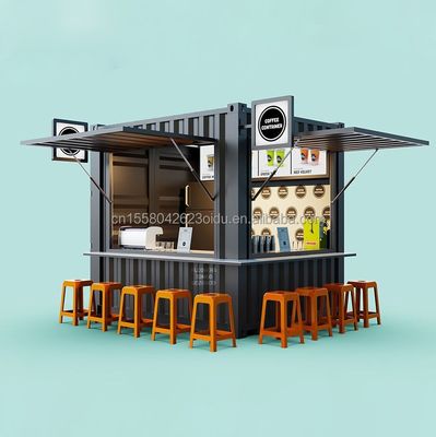 Structure principale Tubes carrées en acier galvanisé Bar mobile de 10 pieds Café magasin pour conteneur d'expédition de 20 pieds Café de jardin