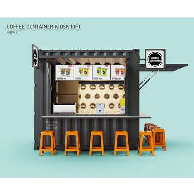 Structure principale Tubes carrées en acier galvanisé Bar mobile de 10 pieds Café magasin pour conteneur d'expédition de 20 pieds Café de jardin