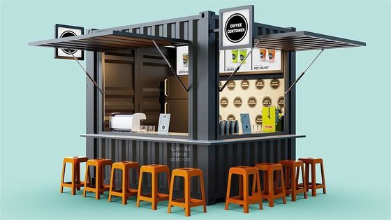 Structure principale Tubes carrées en acier galvanisé Bar mobile de 10 pieds Café magasin pour conteneur d'expédition de 20 pieds Café de jardin