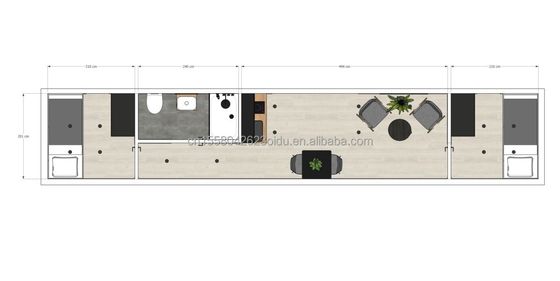 Container d'expédition modifié de 40 pieds avec 2 chambres et fenêtres en alliage d'aluminium