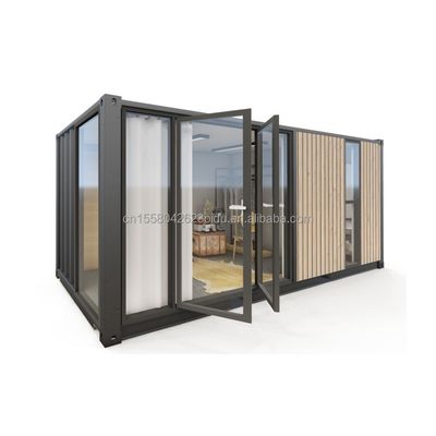 Maison de conteneurs en bois évolutifs en alliage d'aluminium pour l'UE 20ft 40ft Design moderne Hôtel en plein air et vocation