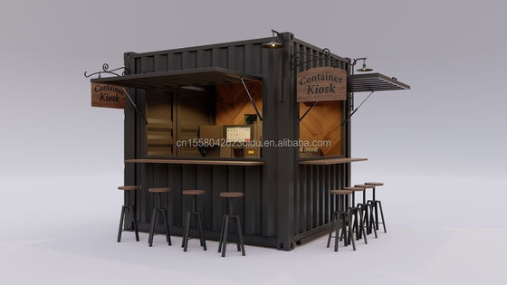 Tubes d'acier galvanisé carré Mini Popup Shop Container mobile Bar à café Maison de 10 pieds Container avec 50mm Mur et 75mm Mur