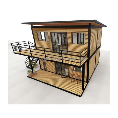 Chambres en bois modernes de 4 chambres Bilayer préfabriqué en acier Container maison expandable