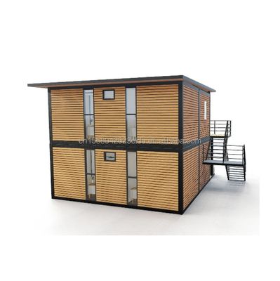 Chambres en bois modernes de 4 chambres Bilayer préfabriqué en acier Container maison expandable