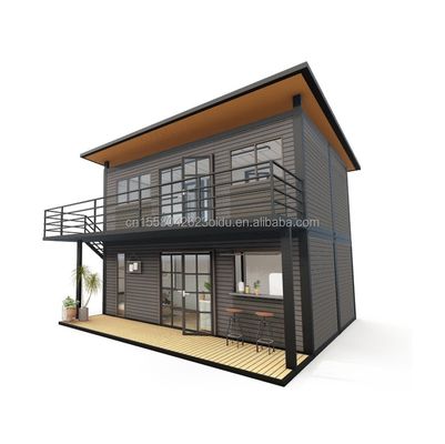 Structure principale Tubes carrées en bois galvanisé en acier 4 chambres Bilayer préfabriqué Container extensible Conception de maison pour le centre commercial