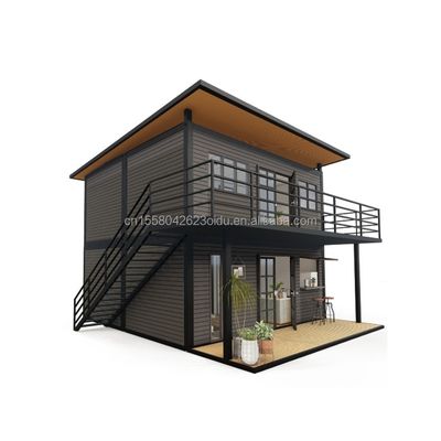Structure principale Tubes carrées en bois galvanisé en acier 4 chambres Bilayer préfabriqué Container extensible Conception de maison pour le centre commercial
