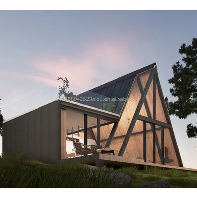 Couleur personnalisée Design de chambre d'hôtel de luxe Container de maison triangulaire pour famille ou villa Fabriqué à partir de tubes carrés en acier galvanisé