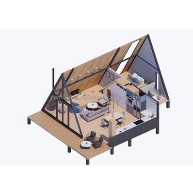 Couleur personnalisée Design de chambre d'hôtel de luxe Container de maison triangulaire pour famille ou villa Fabriqué à partir de tubes carrés en acier galvanisé