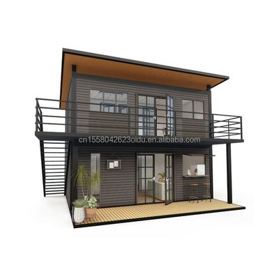 Structure principale Tubes carrées en bois galvanisé en acier 4 chambres Bilayer préfabriqué Container extensible Conception de maison pour le centre commercial
