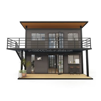Structure principale Tubes carrées en bois galvanisé en acier 4 chambres Bilayer préfabriqué Container extensible Conception de maison pour le centre commercial