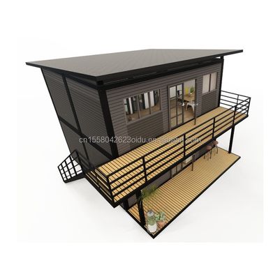 Structure principale Tubes carrées en bois galvanisé en acier 4 chambres Bilayer préfabriqué Container extensible Conception de maison pour le centre commercial