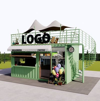 Portable 10ft 20ft Structure en acier préfabriqué Container Houses Bar mobile magasin pour la restauration rapide Mur 50mm Panneau sandwich ondulé