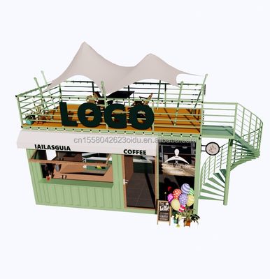 Portable 10ft 20ft Structure en acier préfabriqué Container Houses Bar mobile magasin pour la restauration rapide Mur 50mm Panneau sandwich ondulé