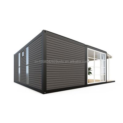 Style Maison de conteneurs de deux chambres avec des tubes carrés en acier galvanisé Structure et cuisine Salon