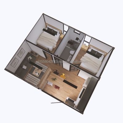 Maison mobile amovible personnalisable UE Deux chambres à coucher Deux maison de conteneurs préfabriquée de 20 pieds pour une vie personnalisée