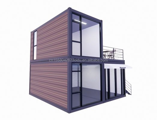 Chambre de luxe de 40 pieds 20 pieds Grand studio en verre Maison en bois mobile Mur 50/75/100 mm Panneau sandwich ondulé Hôtels de couleur personnalisés