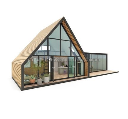 Panneau sandwich de design moderne Maison triangulaire en bois pour hôtels Beach Soirée Vacances avec un design de conteneur élégant