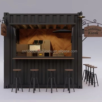 Boutique en acier préfabriquée de 10 pieds 20 pieds Container Kiosque Mobile Mini Bar pour cuisine et restaurant en plein air Boutique de design mobile