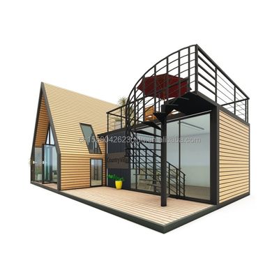 Moderne design Triangle Combiné Paquet plat d'acier et de bois Container maison évolutive pour une application extérieure 20ft ou 40f