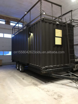 Container de 20 pieds de largeur, de design moderne, en acier, préfabriqué, mobile, maison, café-bar, avec terrasse et application extérieure