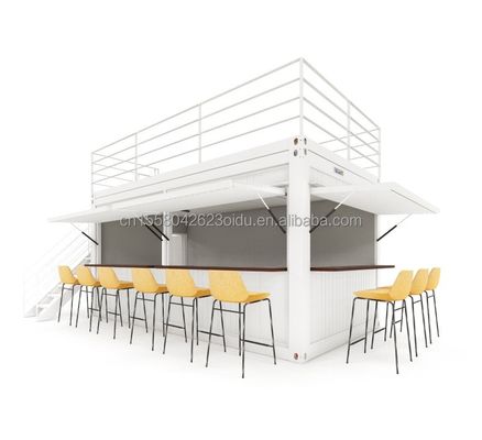 Maison de conteneurs préfabriqués à deux étages pour le centre commercial style Boba 50/75/100 mm Wave Sandwich Panel Mur et terrasse de design moderne