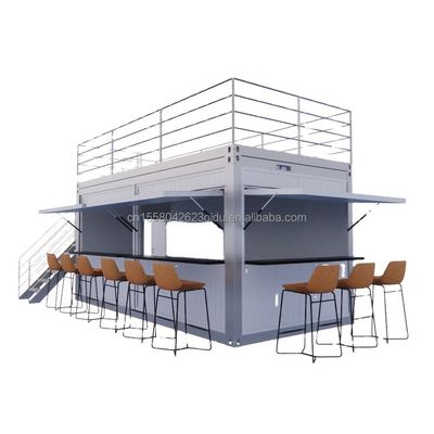 Maison de conteneurs préfabriqués à deux étages pour le centre commercial style Boba 50/75/100 mm Wave Sandwich Panel Mur et terrasse de design moderne
