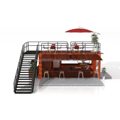 Maison de conteneurs préfabriqués à deux étages pour le centre commercial style Boba 50/75/100 mm Wave Sandwich Panel Mur et terrasse de design moderne