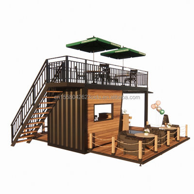 Restaurant mobile préfabriqué en acier galvanisé 180g avec terrasse en acier et panneaux de sandwich ondulé