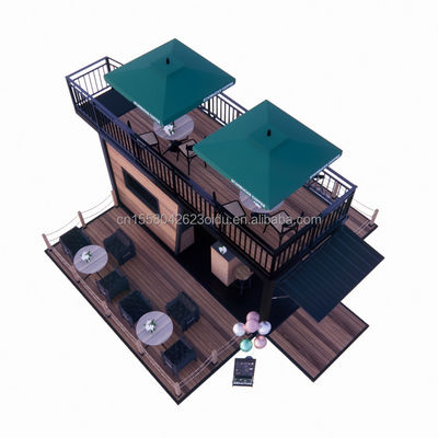 Restaurant mobile préfabriqué en acier galvanisé 180g avec terrasse en acier et panneaux de sandwich ondulé