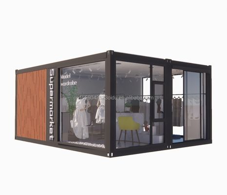 Container galvanisé en acier pliable expandable Boutique mobile Salon de vêtements avec fenêtres en alliage d'aluminium et design moderne