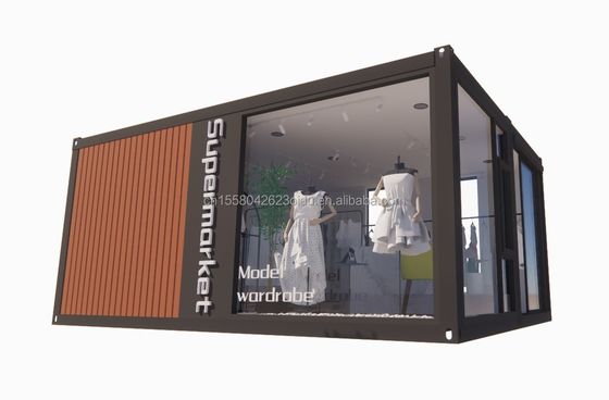 Container galvanisé en acier pliable expandable Boutique mobile Salon de vêtements avec fenêtres en alliage d'aluminium et design moderne
